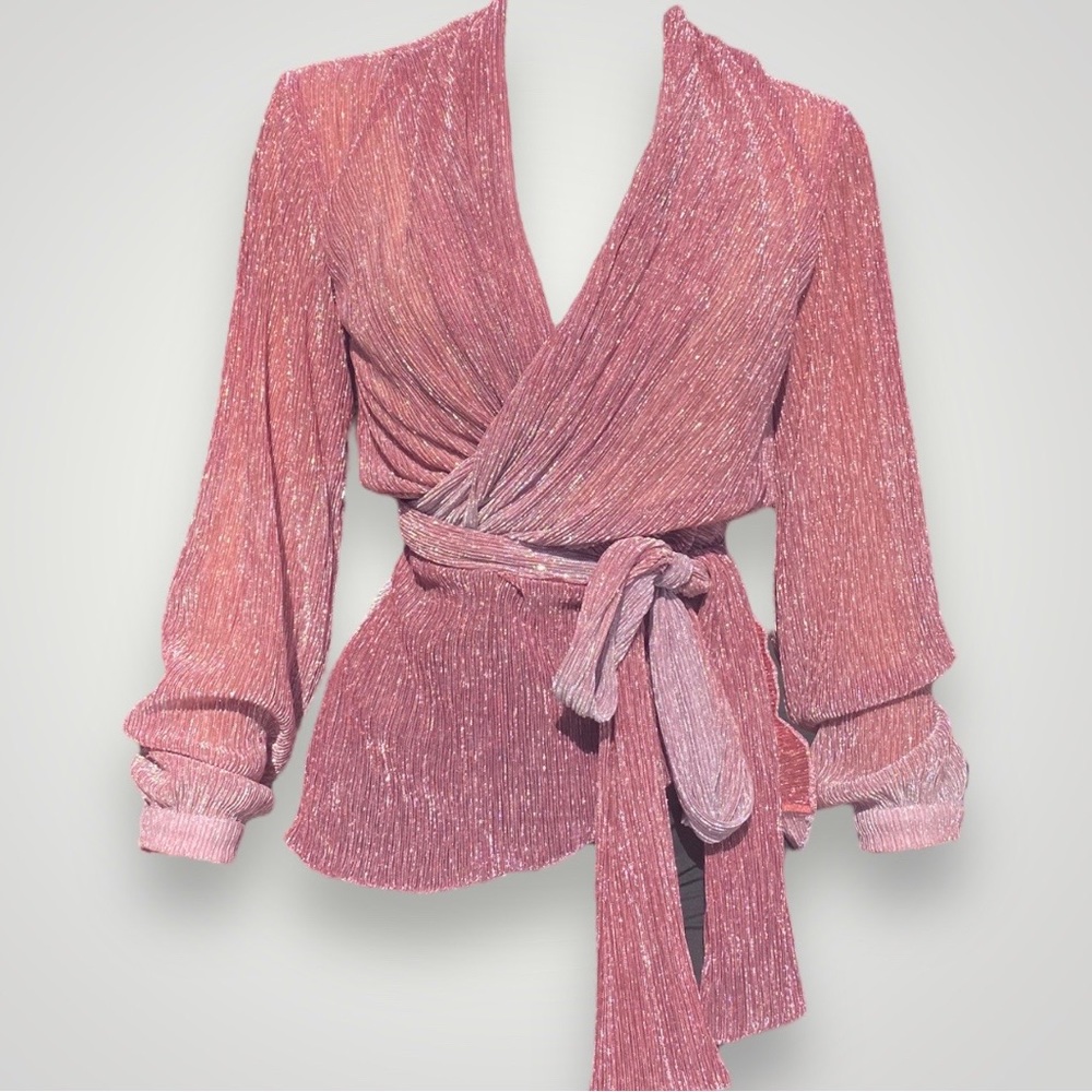 PatBO Pink Glitter Wrap Top 🎀